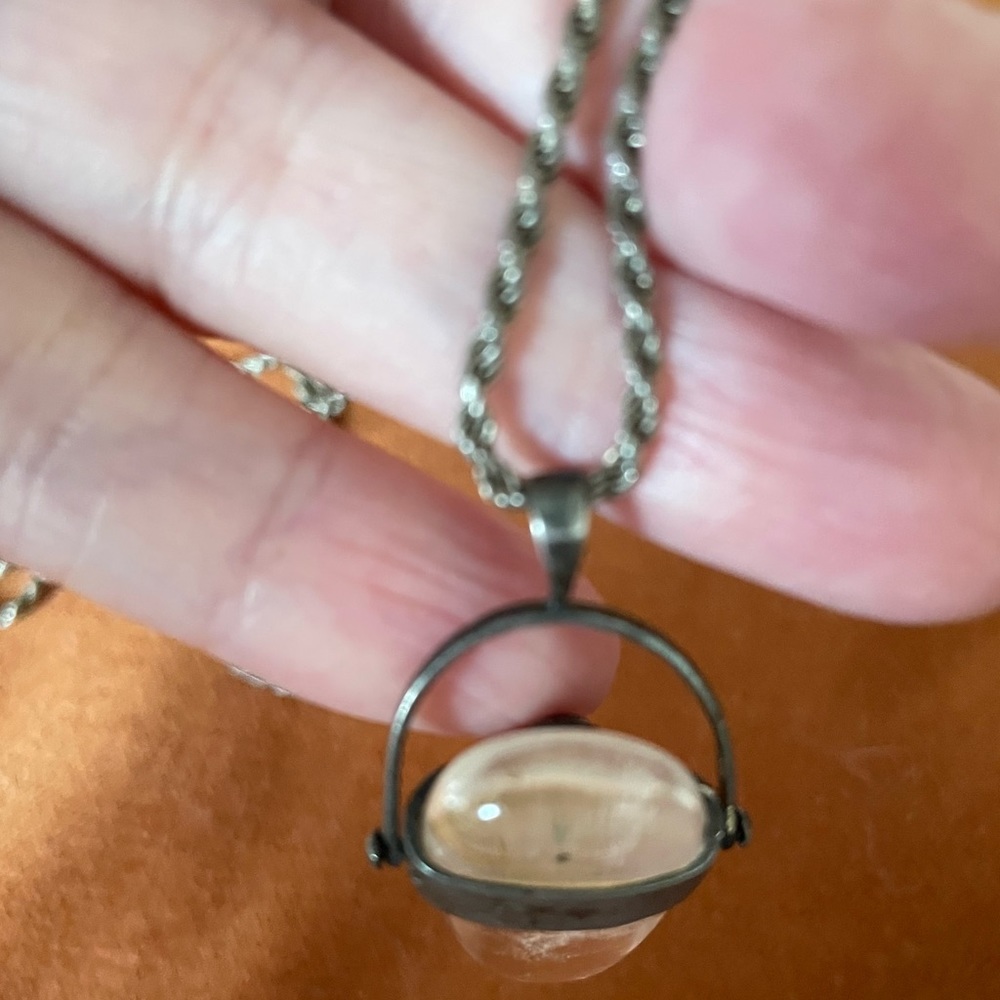 Natural Crystal, Hematite and Sterling Silver necklace. - Picture 5 of 6